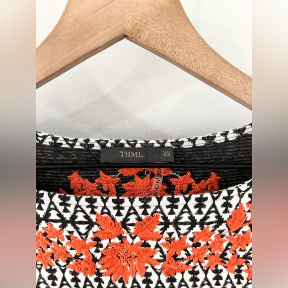 THML Black & White Embroidered Dress Size XS - Picture 5 of 6